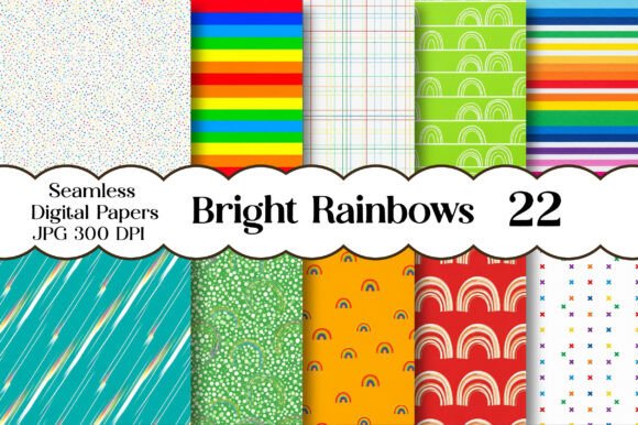 Download Bright Rainbows Digital Paper - Rainbows digital paper Collection