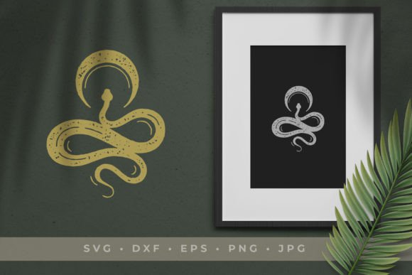 Download Antique Curved Snake with Half Moon - Moon Collection
