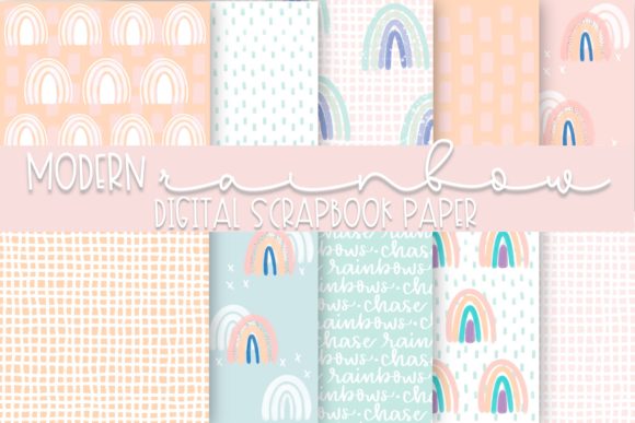 Download Modern Rainbows Digital Paper - Rainbows digital paper Collection