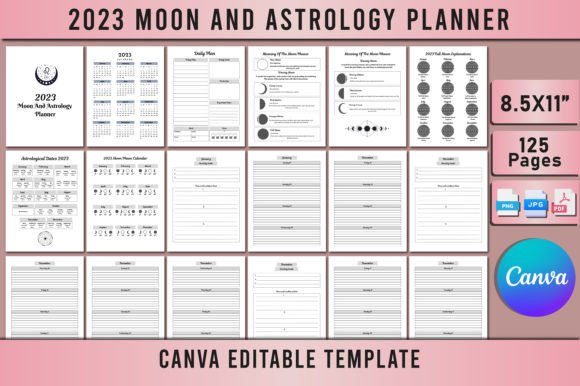 Download 2023 Moon and Astrology Planner Canva - Moon Collection