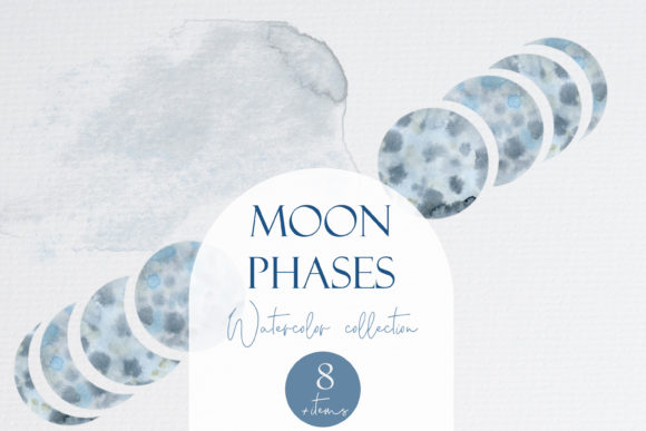 Download Watercolor Moon Phase Set PNG Clipart - Moon Collection