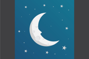 Download Illustration of Half Moon at Night - Moon Collection