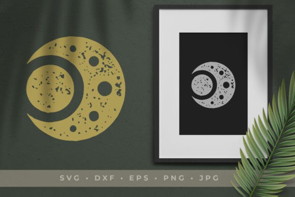 Download Hand Drawn Half Moon with Grunge Texture - Moon Collection