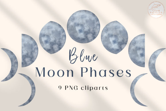 Download Watercolor Moon Phase Clipart PNG - Moon Collection