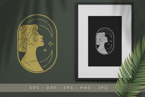 Download Esoteric Young Woman with Half Moon - Moon Collection