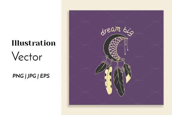 Download Half Moon Dreamcatcher &amp; Quote Dream Big - Moon Collection