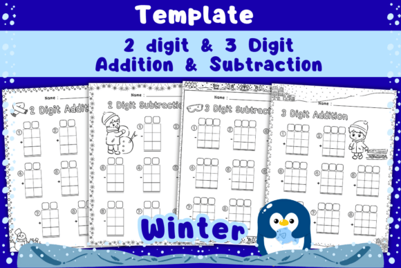 Download Winter Template 2-3 Digit Add &amp; Sub - Premium Resources