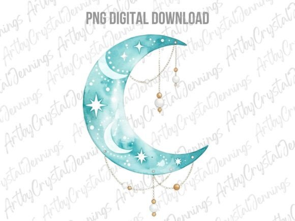 Download Celestial Watercolor Boho Moon PNG - Moon Collection