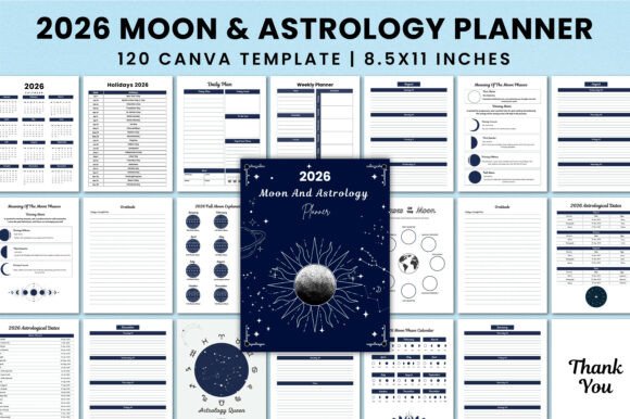 Download 2026 Moon &amp; Astrology Planner KDP - Moon Collection