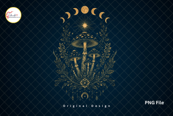 Download Celestial Mystic Moon Phase Mushroom PNG - Moon Collection