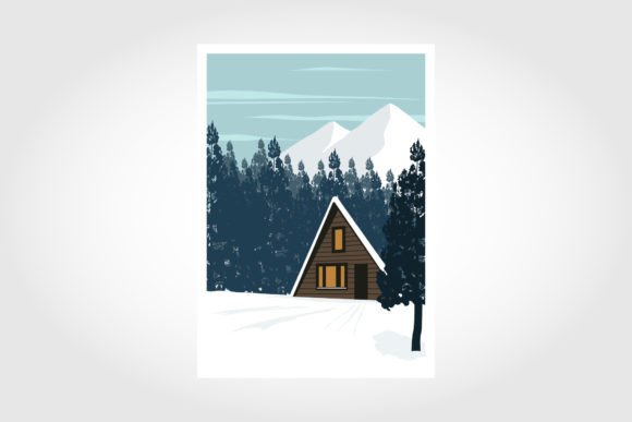 Download Vector Winter Template with Cottage - Winter template Collection