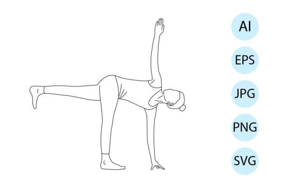 Download Line Art of Yoga Revolved Half Moon Pose - Moon Collection
