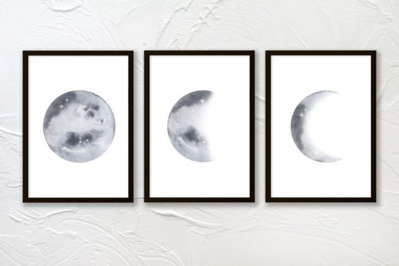 Download Moon Phase Wall Art Set of 3 Prints - Moon Collection