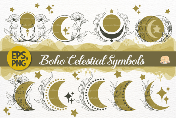 Download Boho Moon Celestial Mystical Symbols - Moon Collection