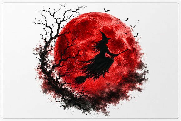 Download Flying Witch Red Moon PNG - Moon Collection