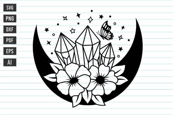 Download Magic Crystal Svg Moon Floral Crystals - Moon Collection