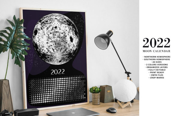Download Moon Calendar 2022 Black&amp;White - Moon Collection