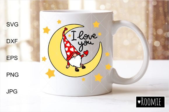 Download Valentine Gnome on the Moon with Heart - Moon Collection