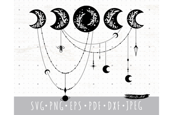 Download Floral Boho Moon Phases SVG PNG Files - Moon Collection