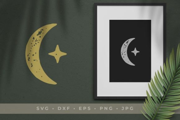 Download Magic Half Moon with Star Golden - Moon Collection