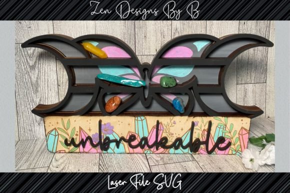 Download Butterfly Moon Crystal Shelf Laser SVG - Moon Collection
