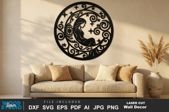 Download Mystical Moon Wall Decor Laser Cut SVG - Moon Collection
