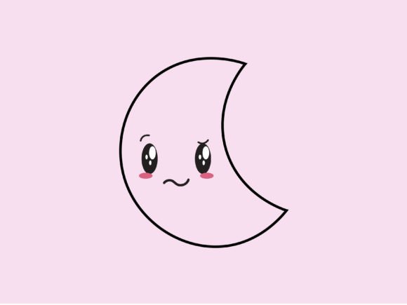 Download Kawaii Space Moon Line Background - Moon Collection
