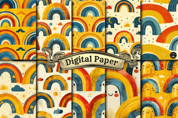 Download Boho Pastel Rainbows Digital Paper - Rainbows digital paper Collection