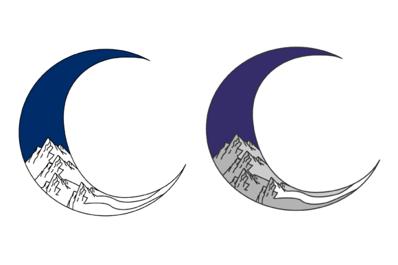 Download Mountains in Half Moon Drawing - Moon Collection