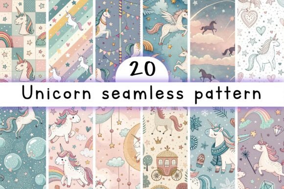 Download Unicorn Seamless Pattern - Digital Paper - Unicorn seamless pattern Collection