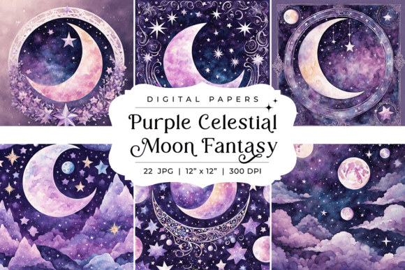 Download Purple Celestial Moon Fantasy Background - Moon Collection